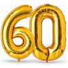 Carehabi Palloncino decorativo per 60° compleanno, con numero 101,6 cm | Palloncini giganti da 101 cm, decorazione di compleanno, per donne, uomini, feste, anniversario, Capodanno, matrimonio