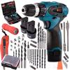 Trapano Avvitatore a Batteria 14,4V Litio Kit con 80 Accessori e Valigetta Set