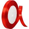Hongci Nastro di raso rosso, 22 m, 10 mm di larghezza, nastro di seta rosso spesso, nas