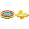 Intex 57422 Piscina 3 Anelli, 147 X 33 Cm, Verde/Giallo/Fucsia & Baby Float Salvagente, Colore Giallo, 70X70X10 Cm, 56585