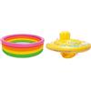 Intex 56441 Piscina 4 Anelli Arcobaleno, 168 X 46 Cm & Baby Float Salvagente, Colore Giallo, 70X70X10 Cm, 56585