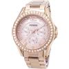 Fossil Riley Multifunzione Oro Rosa Cristalli Quarzo ES2811 Orologio Donna