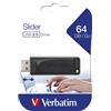 Verbatim 98698 Slider USB Flash Drive 64GB, USB-A 2.0, Black