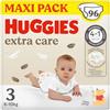 Huggies Extra Care, Pannolini Taglia 3 (6-10 Kg) Pacco Mega, 96 Pz