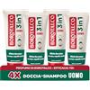 Borotalco, Bagnoschiuma Corpo Original, Docciaschiuma per Pelle Morbida e Vellutata, Effetto Borotalco sulla Pelle, Ideale per Uomo e Donna, Dermatologicamente Testato, 4 Flaconi da 200 ml