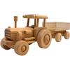 Dekohelden24 Trattore, auto decorativa XXL in legno naturale, con gancio | Trattore con rimorchio di carico, modellino auto in legno e da dipingere, regalo per conducente del trattore