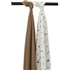 Meyco Swaddle - Copertina per neonati, motivo: animali della foresta, 120 x 120 cm, confezione da 2