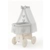 My Sweet Baby Culla in vimini Amelia con baldacchino - Biancheria da letto bianca e grigia