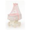 My Sweet Baby Culla in vimini Amelia con baldacchino - Biancheria da letto bianca e rosa