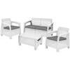 Keter SET RATTAN SALOTTINO KETER CORFU DIVANO+TAVOLO+2 POLTRONE ARREDO GIARDINO