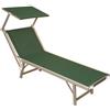VETTE Lettino alluminio piegh. pesante con parasole tessuto texilene verde - cm.61x184