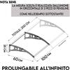 MAKA Pensilina in Policarbonato Trasparente Fumé Modulare Estensibile Tettoia