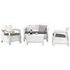 Keter SET SALOTTINO RATTAN CORFU' KETER BIANCO TAVOLO+2SEDIE+DIVANO ARREDO GIARDINO