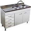 GI.MAR+APELL Mobile Cucina Bianco 120 Cm 2 Ante Cassetti Sinistra + Lavello e miscelatore