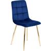Mebel Elite Poltrona lounge YORK trapuntata in velluto blu navy, stile moderno e glamour.