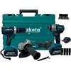 makota Kit 3 in 1 Trapano Avvitatore + Avvitatore a Impulsi + Smerigliatrice a Batteria