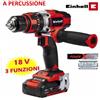 EINHELL TRAPANO AVVITATORE A PERCUSSIONE "TE-CD 18/48 LI-I" 18V CON 3 FUNZIONI