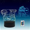 2 in 1, Lampada Anime LED 3D Illusion, Telecomando RGB a 16 Colori,Luce Notturna