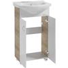 Deftrans Ständer-Badschrank mit Waschbecken 85x50 cm, Monumental-Eiche Tim