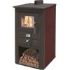 MILLE Stufa a legna pallade 10,7 kw bordeaux - misure cm.50x41x86h. - peso kg.58