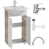 Deftrans Badezimmer-Set Schrank mit Waschtisch 50, Standschrank und Chrom-Armatur Tim