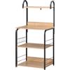 Mobiletto Microonde da Cucina con 4 Ripiani e Ganci, in Acciaio Legno,