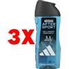 ADIDAS 3 X ADIDAS 3 in 1 Gel Doccia Shampoo Viso 250 ml After Sport