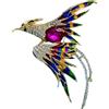ARYASTYLE Spilla gioiello Bird Phoenix in acciaio dorato e multicolore e pietra di cris...