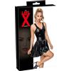 LATE X Abito in lattice nero con spalline e volant XL