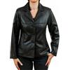 Abez Fashion Giacca blazer donna nera 100% vera pelle morbida pelle di agnello tre bottoni
