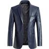 Abez Fashion Blazer uomo blu 100% vera pelle di agnello biker pelle cappotto formale due b...