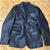 Abez Fashion Blazer uomo nero vera pelle coccodrillo goffrato giacca biker stampa alligatore