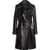 Abez Fashion Cappotto trench donna nero coccodrillo goffrato pura pelle di agnello moderno...