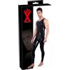 Late X Tuta in lattice nera da uomo LATE X con spalline, taglia 2XL