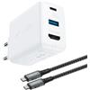 Acefast Caricabatterie Parete 2in1 Cavo USB-C + Adattatore USB-C-HDMI 4K Bianco