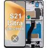 PER SAMSUNG DISPLAY LCD FRAME PER SAMSUNG GALAXY S21 ULTRA SM-G998 TOUCH VETRO Silver incell
