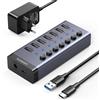 Ugreen Hub USB-C 7 in 1 UGREEN, 7 porte USB-A 3.0 12V 2A CM481 (nero)
