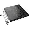 TRADEBIT Unità CD/DVD esterna, cavo aggiuntivo, 4 porte USB e 1 porta USB-C, schede SD/TF
