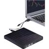 TRADEBIT Masterizzatore CD/DVD esterno, due porte USB 3.0, lettore di schede SD/TF, adatt