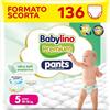 Babylino Premium Pants, Pannolini a mutandina Taglia 5 con filtrante ULTRA SOFT, Junior (10-16kg), 136 Unità