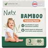 Naty Bamboo Viscosa Pannolini a mutandina, Taglia 3 (6-10 kg) 80 pezzi | Per pelli sensibili, a base vegetale, Dermatologicamente testati, super assorbenti, senza profumo, vestibilità elastica