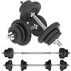 MONSTERSHOP Body Revolution Set Manubri Regolabili 2 in 1 Bilanciere Pesi 25mm - 50kg