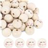 Barlone Palline di legno con viso da 20 mm 50 pezzi di perline di legno con viso