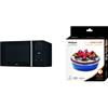 Whirlpool MCP 349 BL Chef Plus Microonde termoventilato combinato, con griglia alta, griglia bassa, piatto Crisp + maniglia, 25 litri, Nero & AVM190 Piatto Crisp a bordo alto (tortiera)