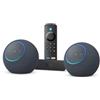 Amazon Echo Dot Max (ultimo modello) x2, Grafite + Fire TV Stick 4K Plus - Usali come altoparlanti TV wireless, con Accesso Anticipato ad Alexa+