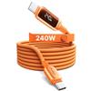 INIU 240W Cavo USB C a USB C, [2m] PD Cavo in Silicone per Ricarica Rapida | Display LED, Resistente, Morbido Cavo in Silicone per iPhone 17 16 Pro Max, Samsung Galaxy S26 S25, MacBook，iPad, Arancione