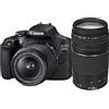 Canon EOS 2000D Reflex Digitale 24.1MP + EF-S 18-55mm + EF 75-300mm | Reflex digitale 24,1 MP con sensore APS-C CMOS; obiettivi EF-S 18-55mm e EF 75-300mm inclusi; autofocus 9 punti, ISO 100-6400