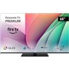 Panasonic TV-65W80AEZ, Serie W80, 65 Pollici Smart QLED 4K Ultra HD, Fire TV, Dolby Vision e Atmos, Modalità Game Plus, Controllo Vocale Alexa, Airplay, 2024, Nero