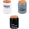 Villa d'Este Home Tivoli 1996 Set 3 barattoli sale, zucchero e caffè 900 ml in ceramica, coperchio in bambù, Idee