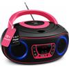 Denver Radio Stereo Portatile con Lettore CD Bluetooth e USB Rosa Stereo